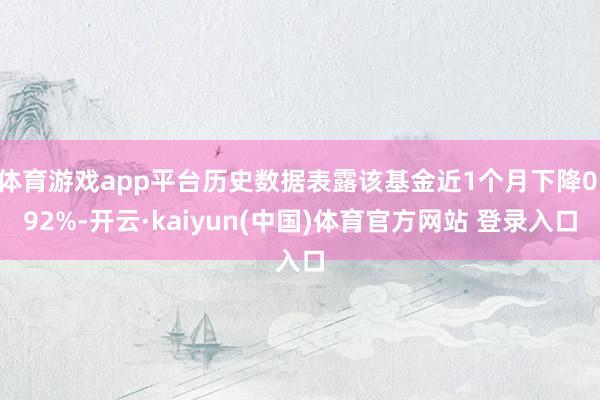 体育游戏app平台历史数据表露该基金近1个月下降0.92%-开云·kaiyun(中国)体育官方网站 登录入口