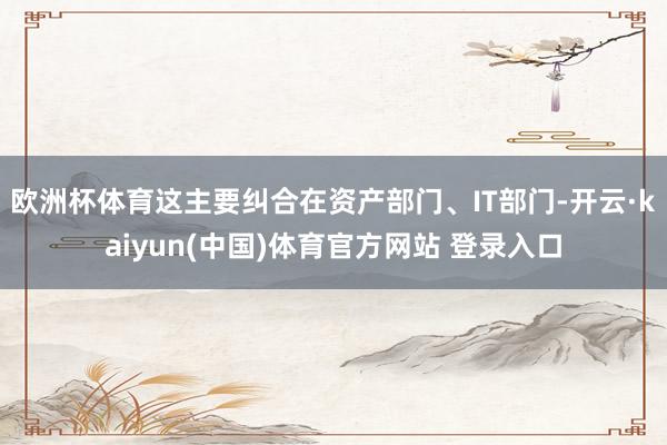 欧洲杯体育这主要纠合在资产部门、IT部门-开云·kaiyun(中国)体育官方网站 登录入口